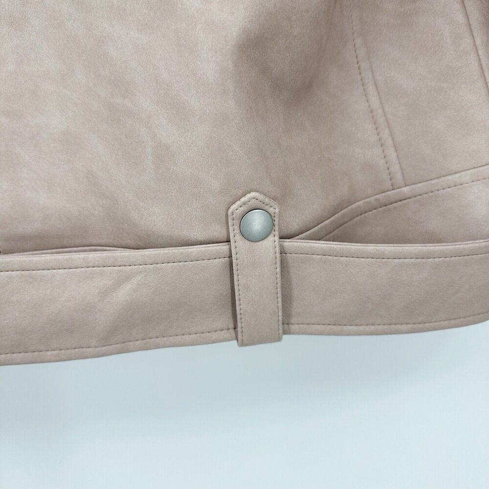 Avec Les Filles Anthropologie Womens Moto Jacket M Oversized Faux Leather Belted - Picture 11 of 13